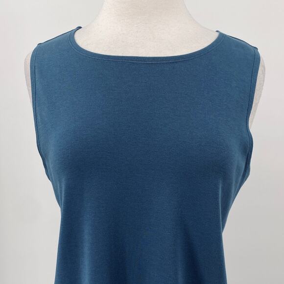 Patagonia Organic Cotton Stretch Knit Dress Sleeveless Boatneck Slate Blue Large - Picture 3 of 8